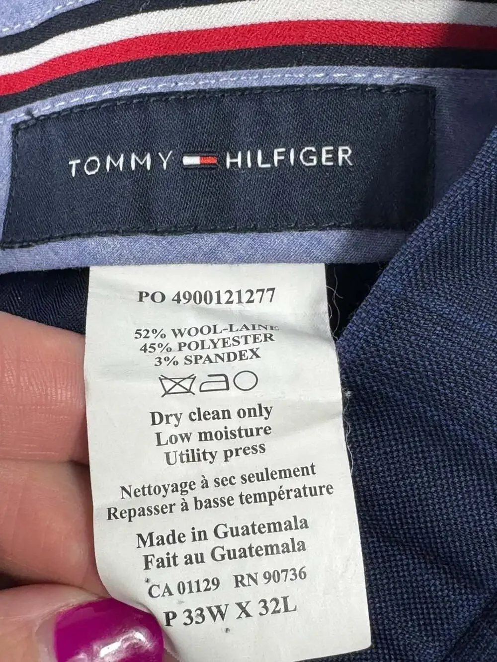 Tommy Hilfiger Men's Blue Plaid Wool Blend Suit Pants (33W x 32L)